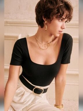 Sezane ribbed Black XS Bodysuit